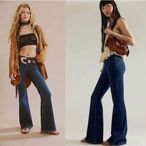 Free People Kiera Pull-On Flare Jeans, Dark Wash - Size: 26 - NWT